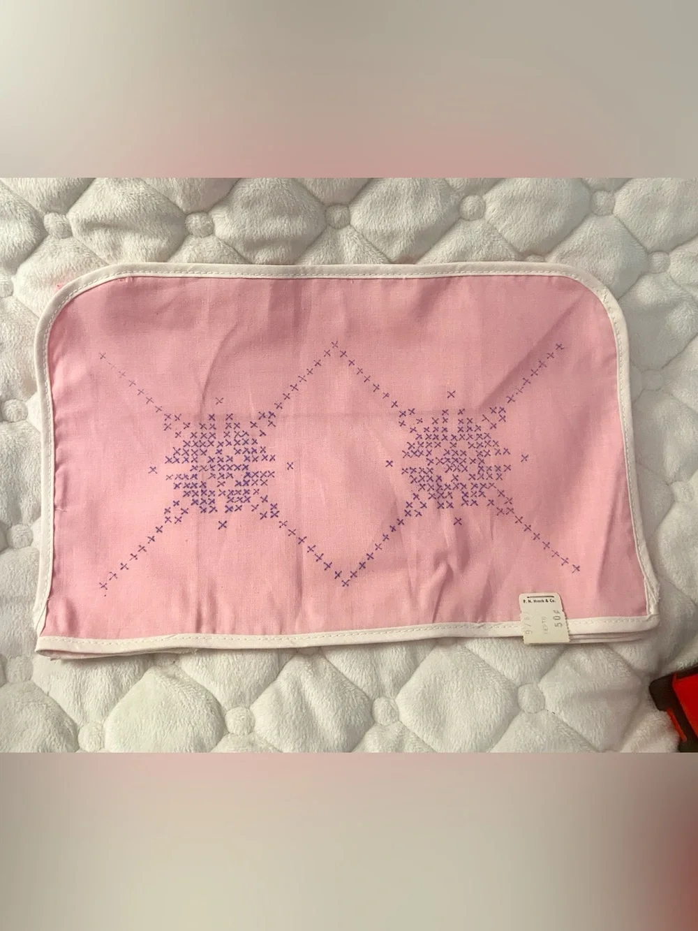 Vintage NOS Stamped Cross Stitch Pink Toaster Cover
